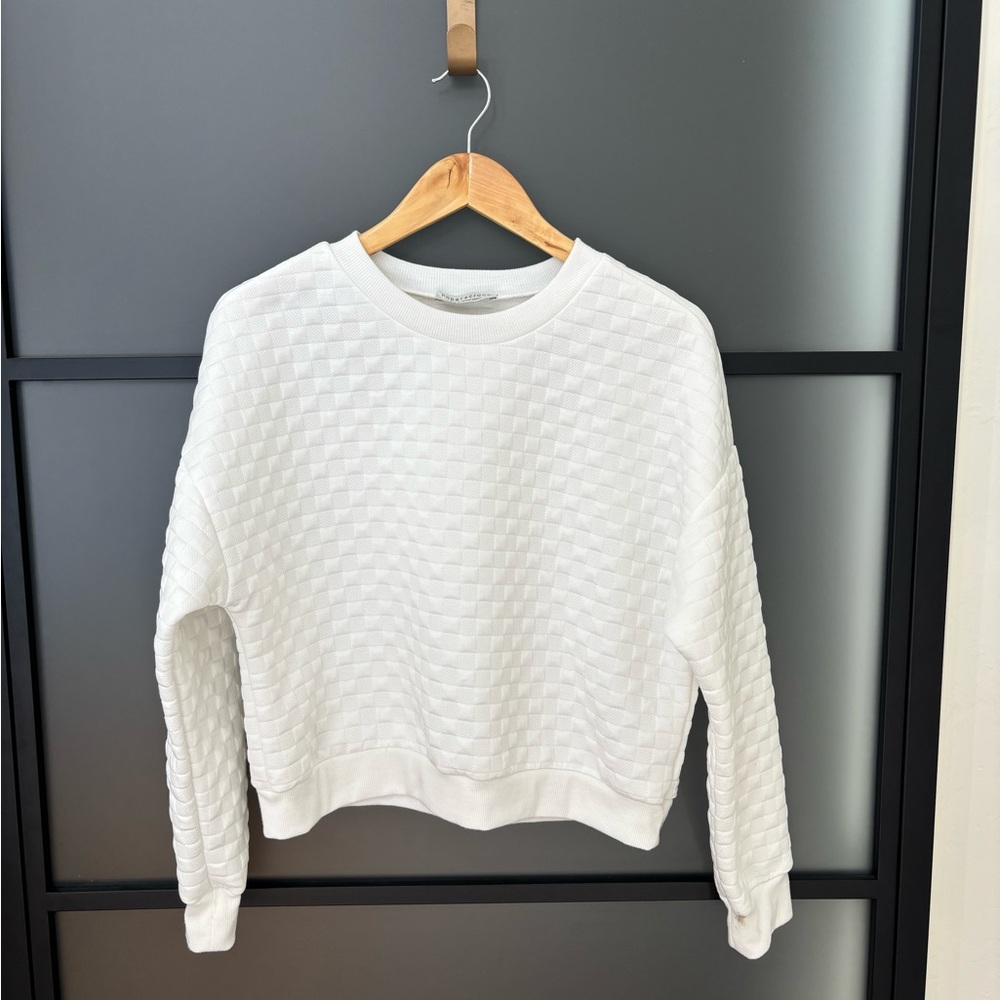 White Textured cropped Sweatshirt